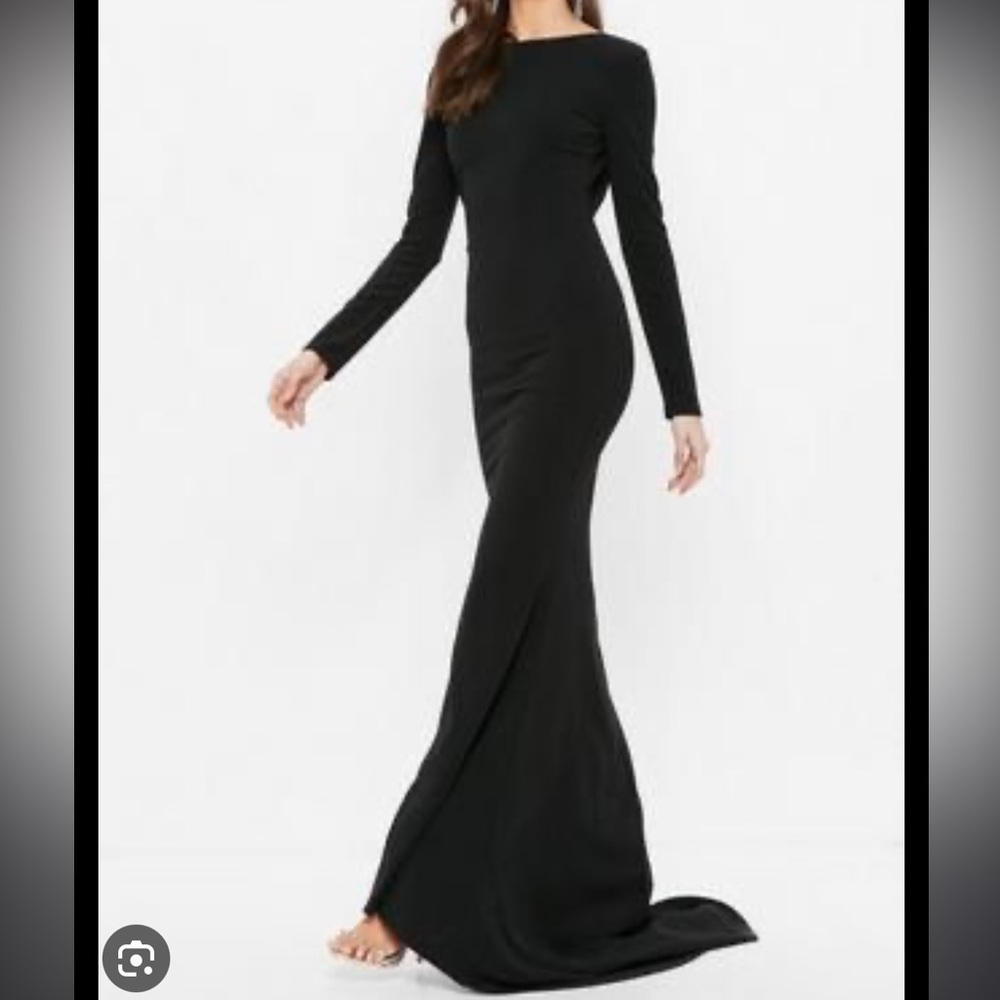 Windsor black gown open back long sleeve